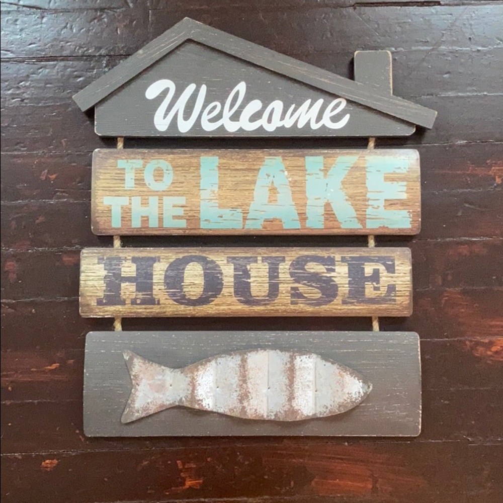 Lake House Hanging Wall Decor Sign Welcome